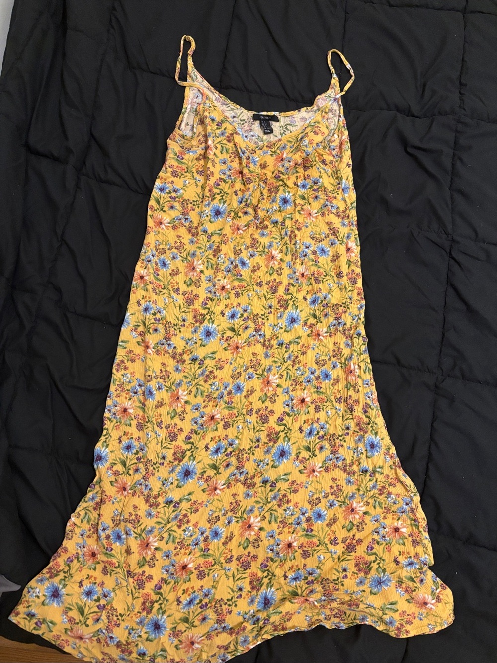 Forever 21 Yellow Floral Maxi Slip Dress